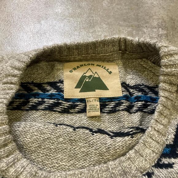 urban outfitters o’hanlon mills grey and blue arrow sweater size xl - Picture 5 of 6